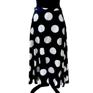 Anthropologie Black white bold polka dot skirt.